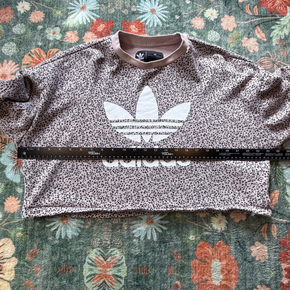 Adidas HER Studio London Leopard Print Cropped Sweatshirt Pink Trefoil Large - Picture 4 of 13